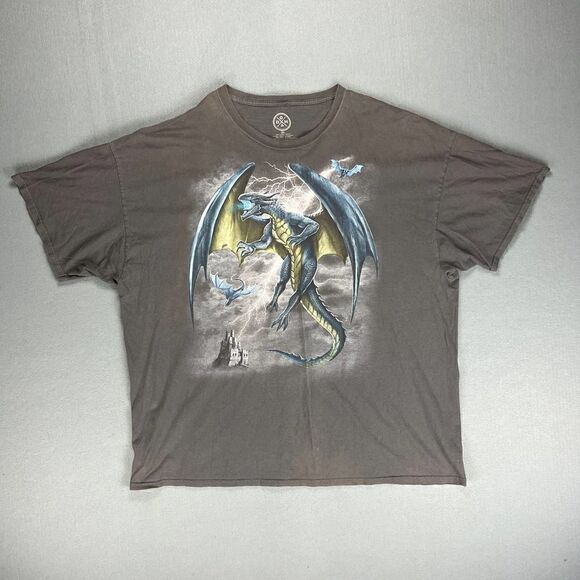 Gothcore Dragon Print T Shirt Mens 3XL Graphic Print Fantasy Heavy Metal Y2K - Picture 1 of 6